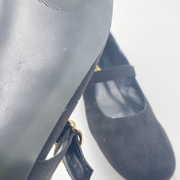 FOWT Black Suede Closed Toe Mary Jane Pumps Round Toe Slip On Ballet Flats Comfy - Picture 6 of 7